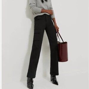 New Mother The Straight Up Rambler Cargo Straight Leg Jeans in Pitch size 24